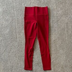 Athleta Salutation Stash Pocket Leggings ~ Red ~ S